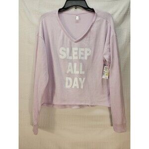 SO Pajama Top Womens Med Sleep All Day Crop Fleece Purple * Flaw